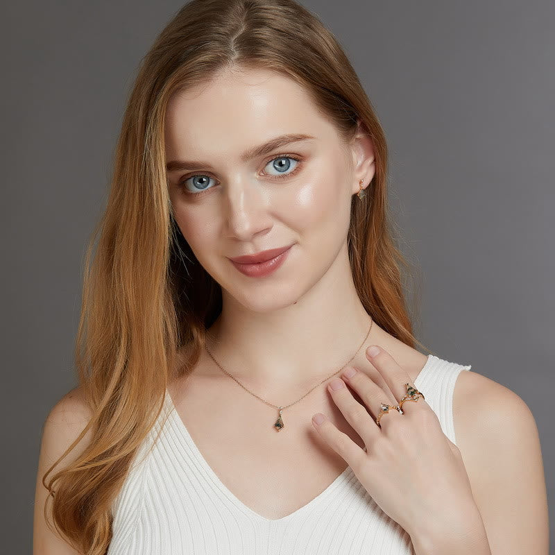 Moosachat- und Weißzirkon-Schmuckset – Lana | Shop Nory