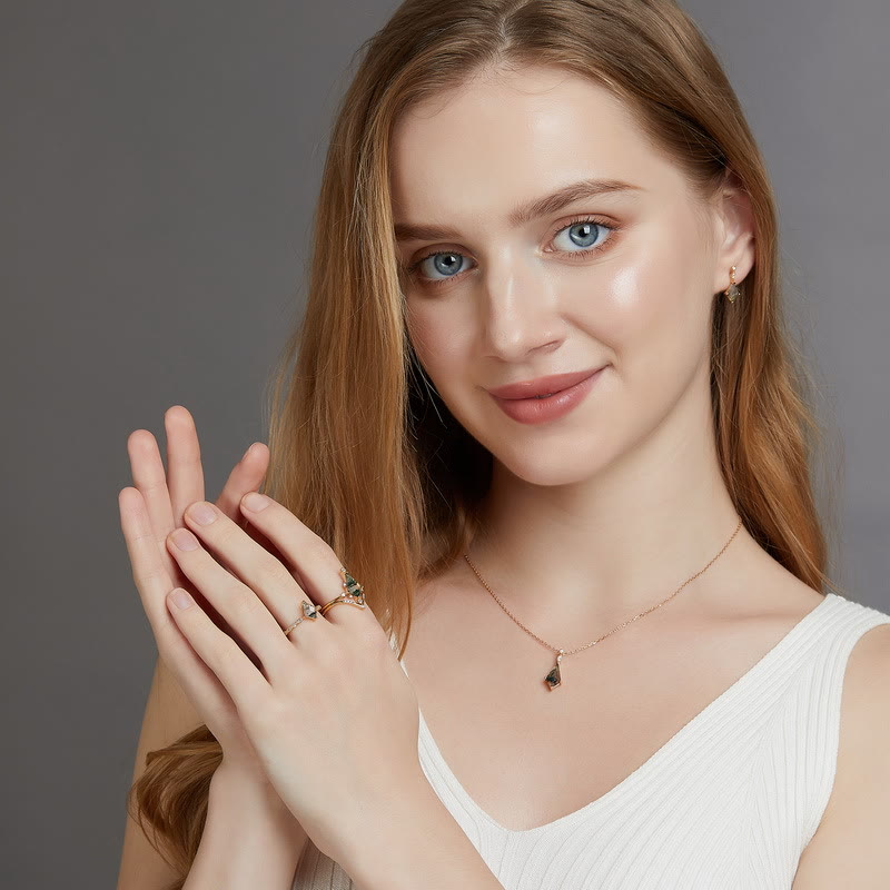 Moosachat- und Weißzirkon-Schmuckset – Lana | Shop Nory