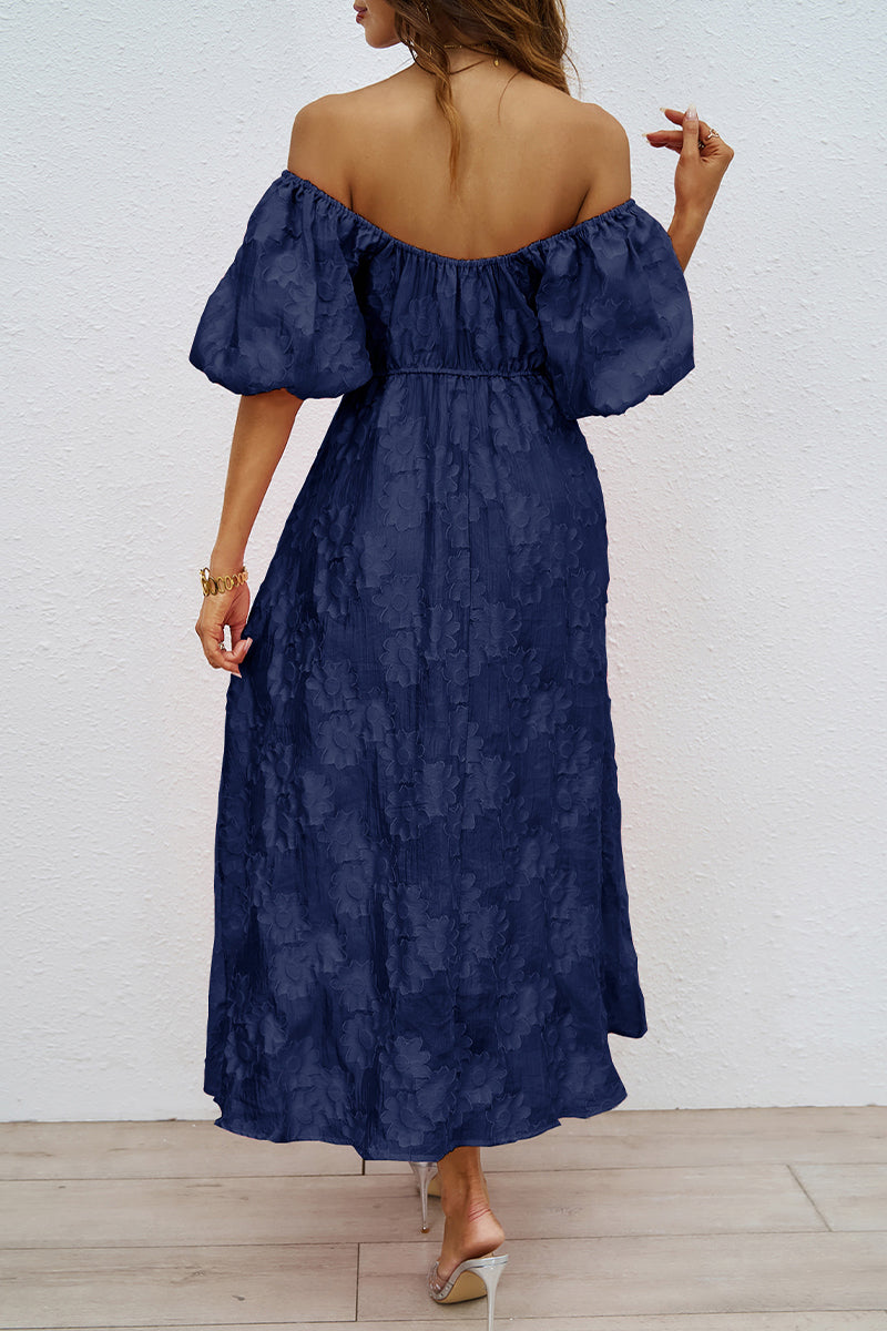 Tägliches Gerafftes Off-Shoulder Ballkleid mit Kurzen Ärmeln - 3 Farben
