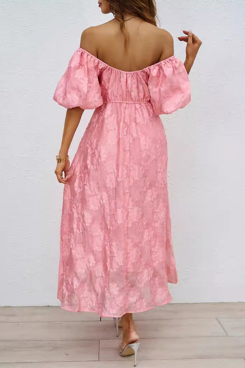 Tägliches Gerafftes Off-Shoulder Ballkleid mit Kurzen Ärmeln - 3 Farben