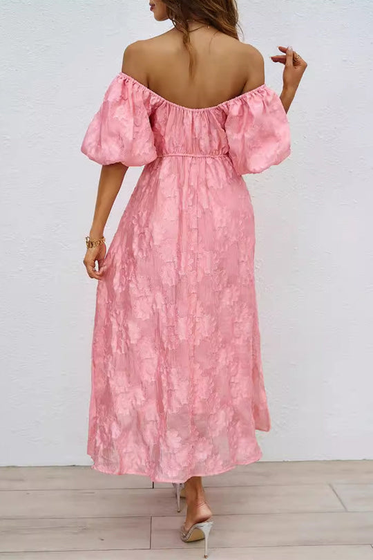 Tägliches Gerafftes Off-Shoulder Ballkleid mit Kurzen Ärmeln - 3 Farben