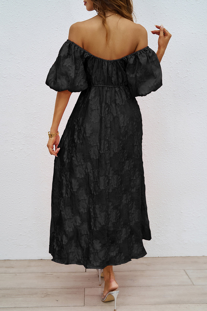 Tägliches Gerafftes Off-Shoulder Ballkleid mit Kurzen Ärmeln - 3 Farben