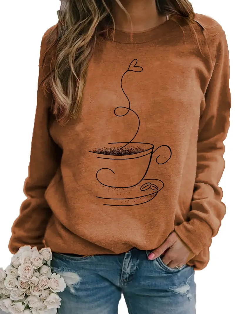 Gemütliches Kaffee Grafisch Sweatshirt