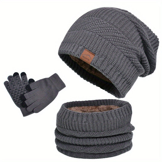Freizeit Winter Plüsch 3-teiliges Set für Männer