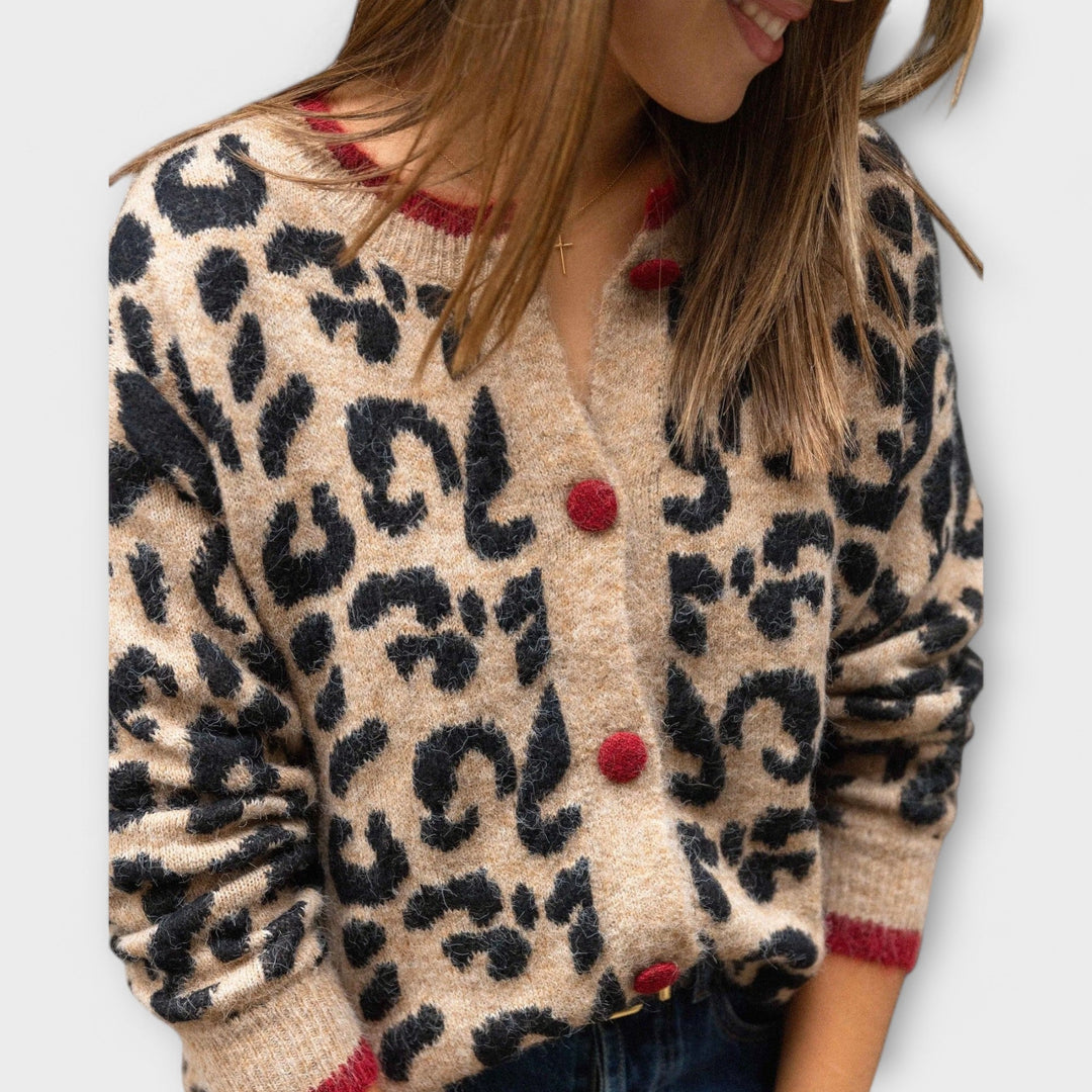 Braun Leopard Strickjacke