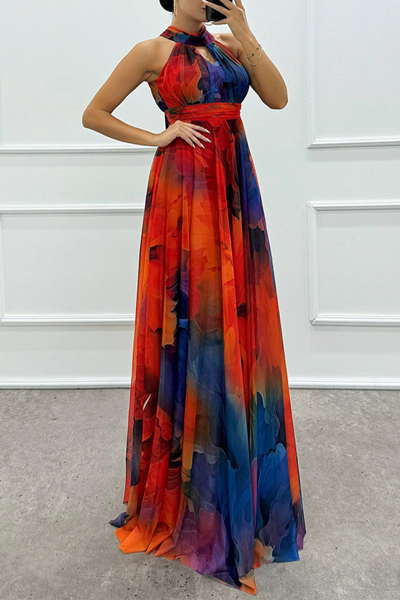 Sexy Prom Gradientfarben Schnürung Kontrast Hals Abendkleider - 3 Farben