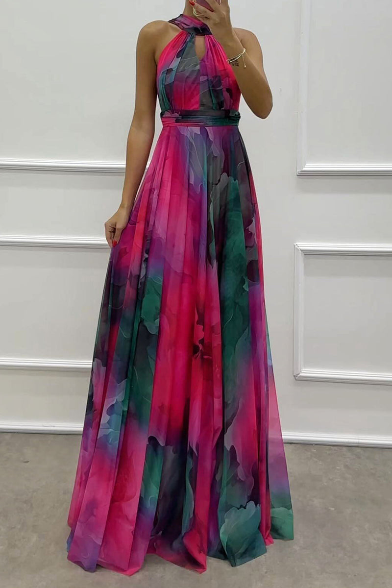 Sexy Prom Gradientfarben Schnürung Kontrast Hals Abendkleider - 3 Farben