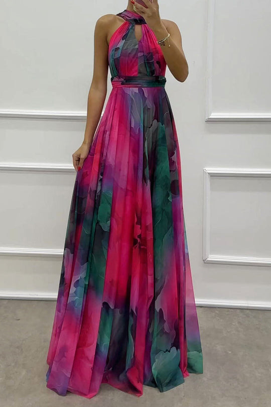 Sexy Prom Gradientfarben Schnürung Kontrast Hals Abendkleider - 3 Farben