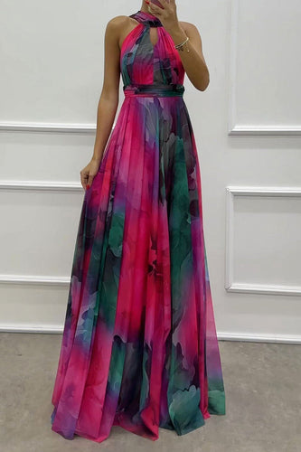 Sexy Prom Gradientfarben Schnürung Kontrast Hals Abendkleider - 3 Farben