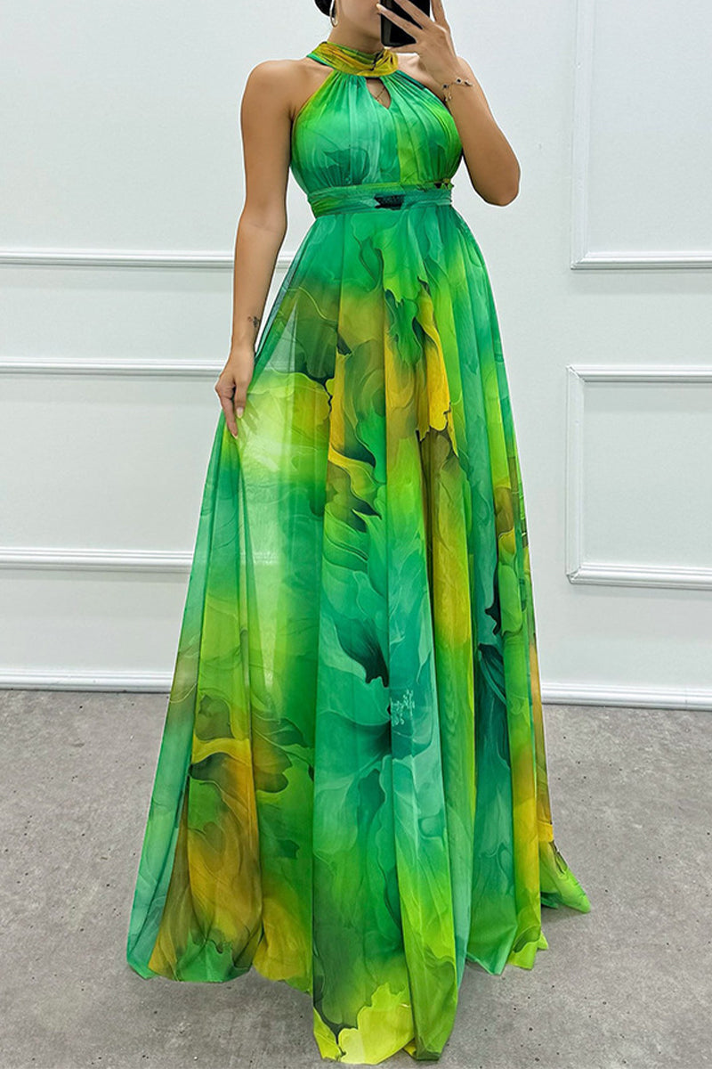 Sexy Prom Gradientfarben Schnürung Kontrast Hals Abendkleider - 3 Farben
