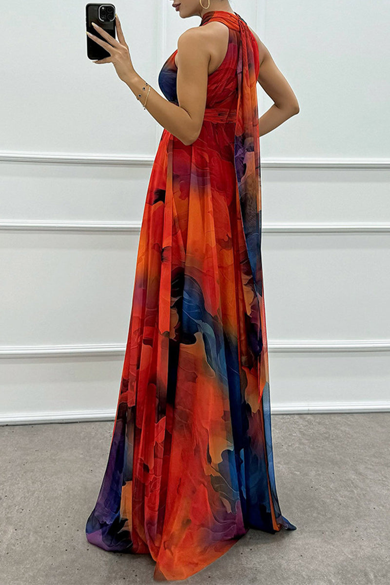 Sexy Prom Gradientfarben Schnürung Kontrast Hals Abendkleider - 3 Farben