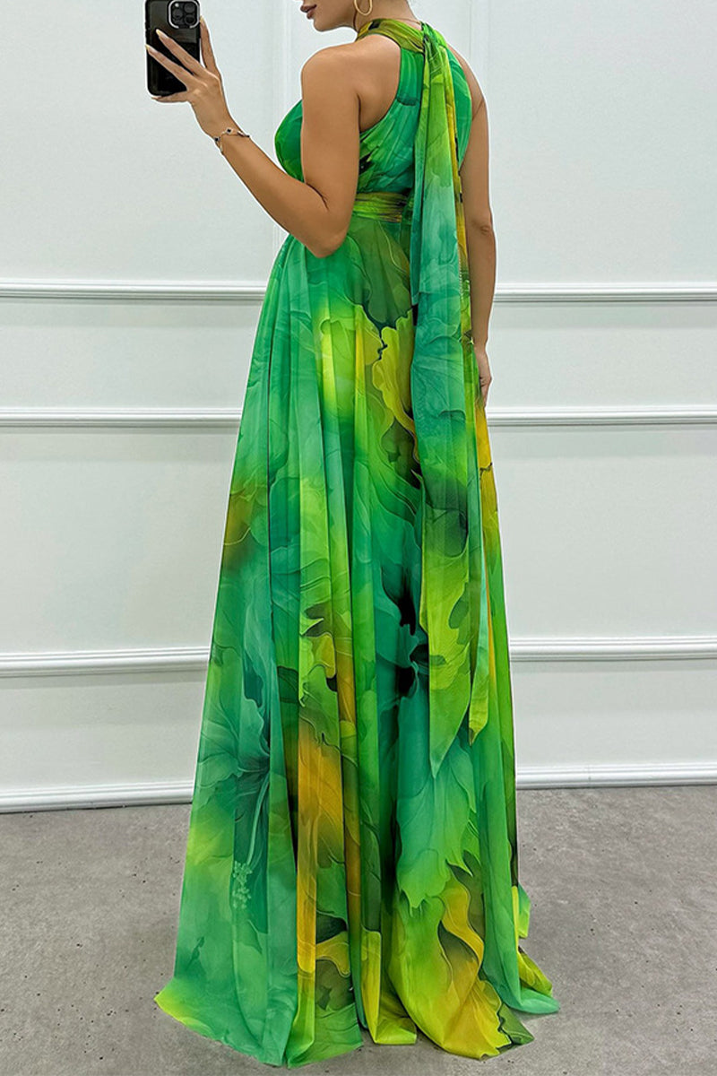Sexy Prom Gradientfarben Schnürung Kontrast Hals Abendkleider - 3 Farben