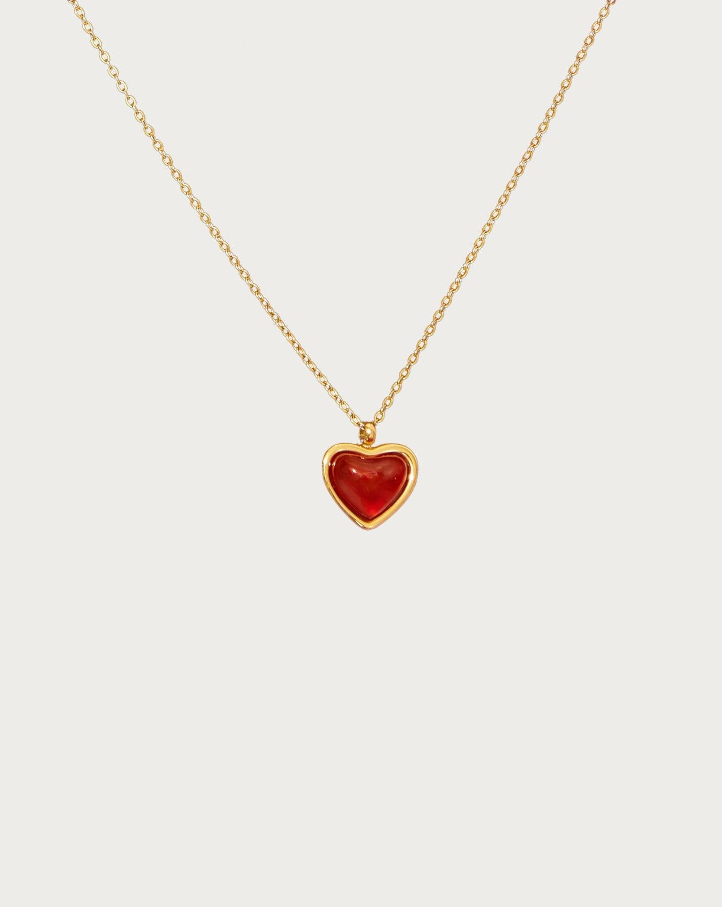 Rote Stein Herz Halskette | Shop Nory