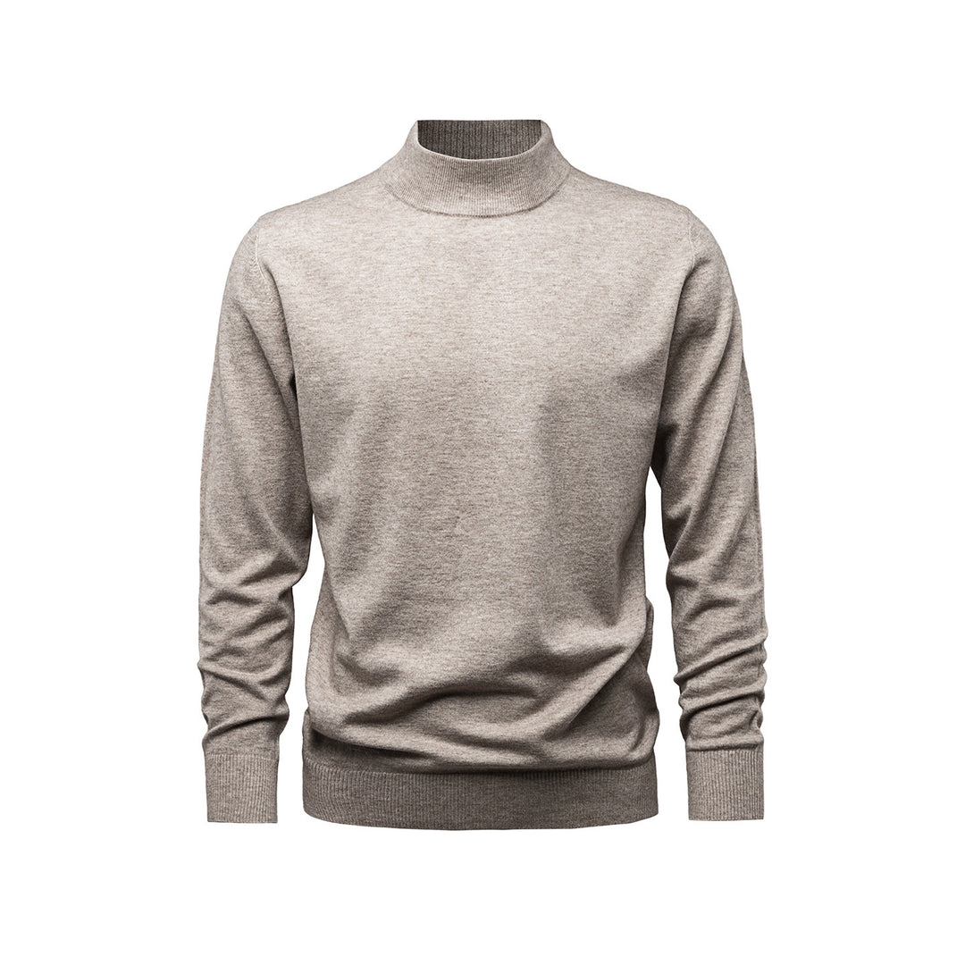 Herren-Strickpullover mit Stehkragen, einfarbig
