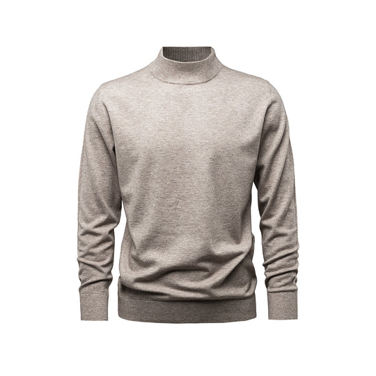 Herren-Strickpullover mit Stehkragen, einfarbig