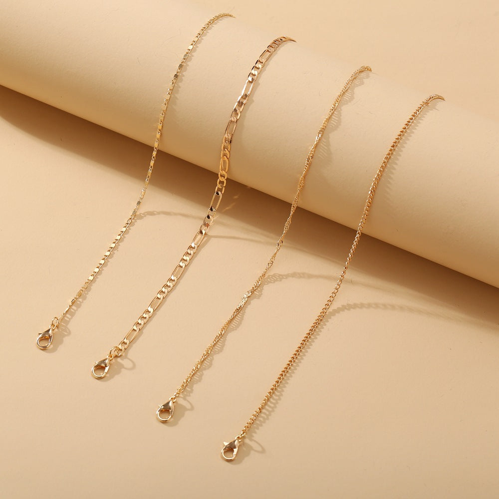 Damen Fußkettchen-Set mit zarten Herz- und Kreuzanhängern Shop Nory