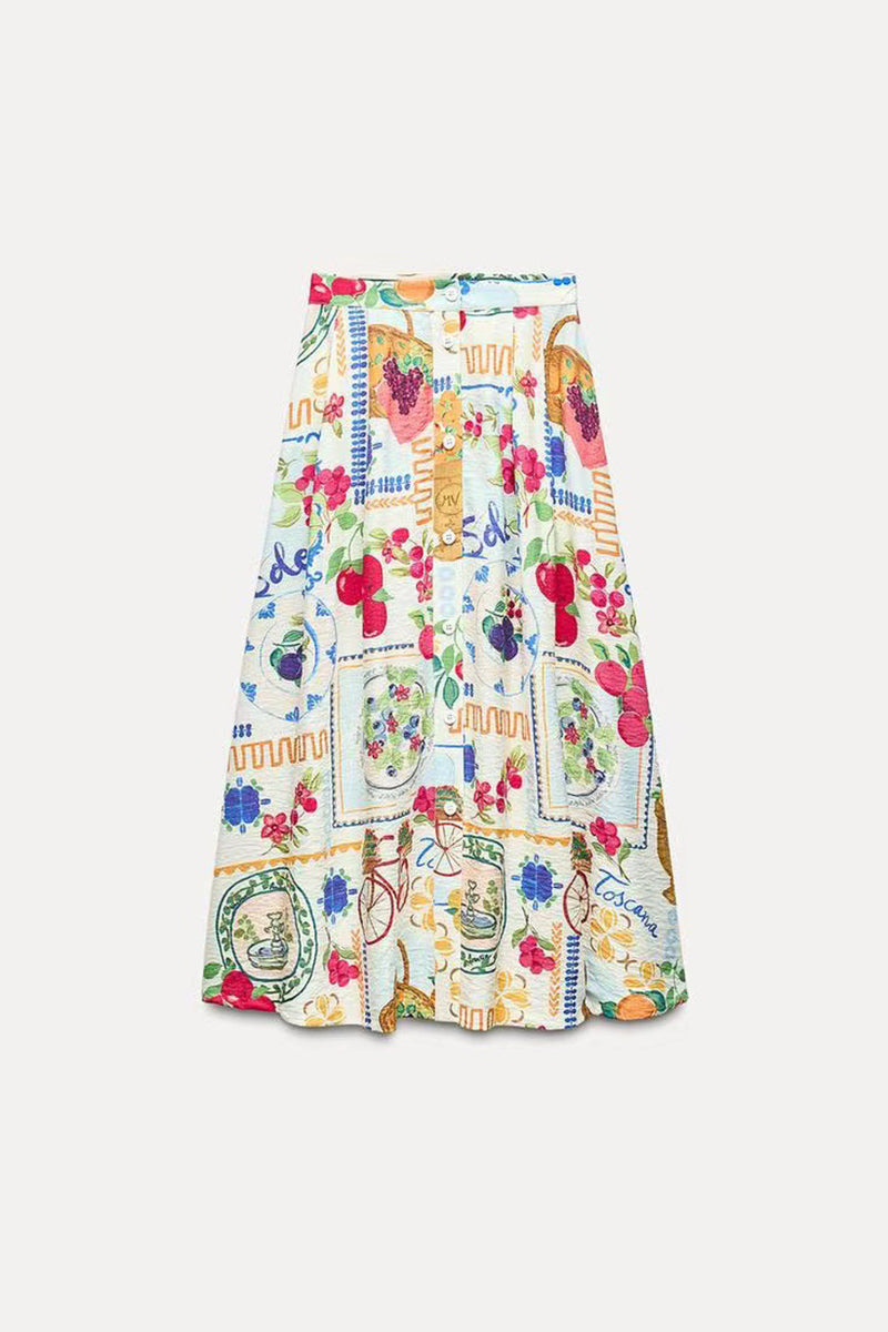 Elegantes zweiteiliges Set mit Floralprint, Taschen, Rüschen und Quadratausschnitt