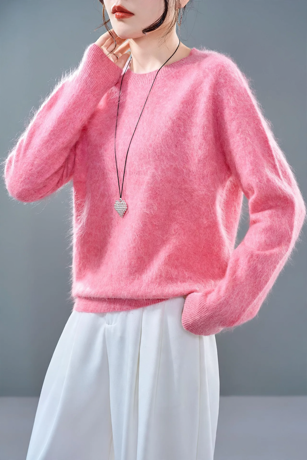 Damen-Kaschmirpullover, aufgeraut