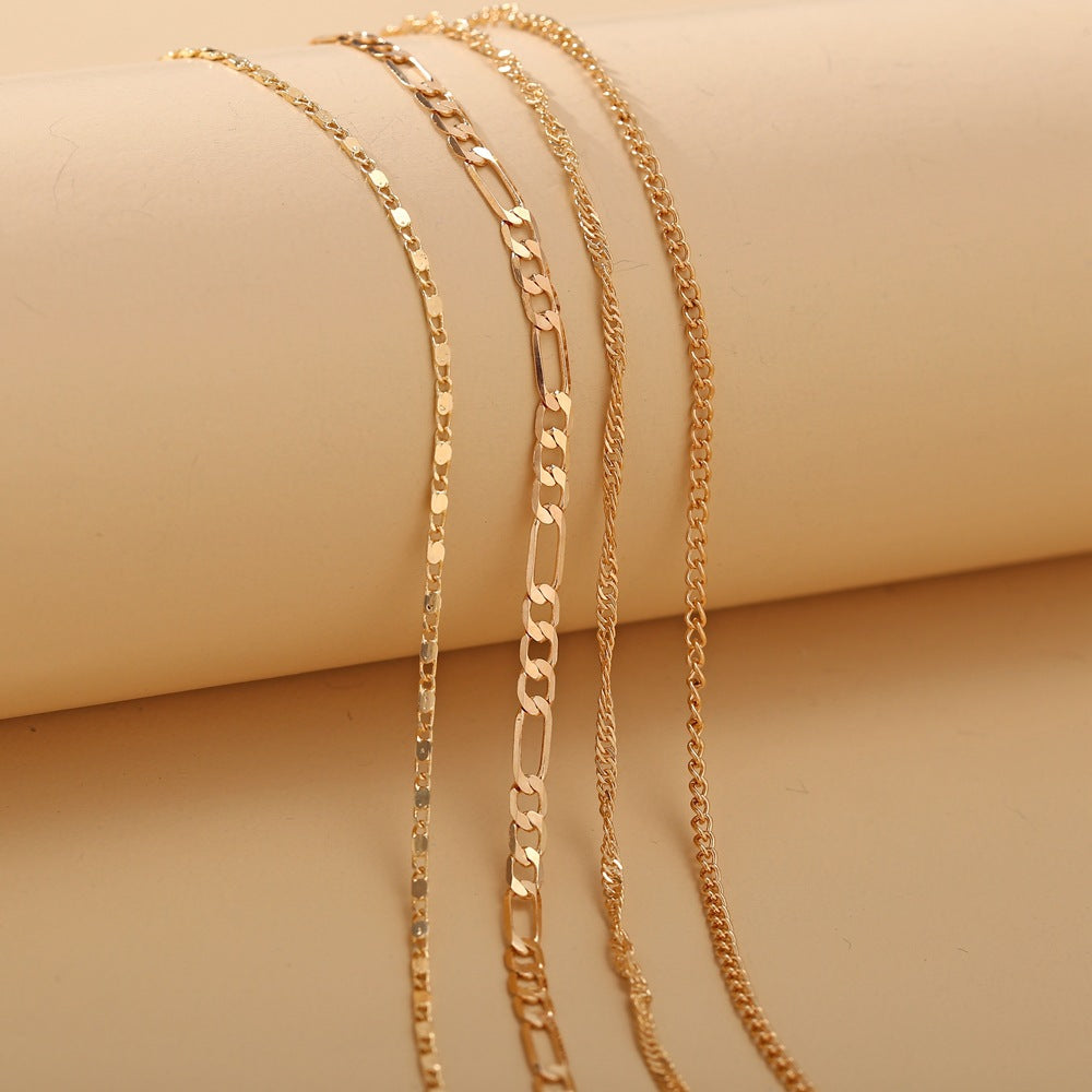 Damen Fußkettchen-Set mit zarten Herz- und Kreuzanhängern Shop Nory