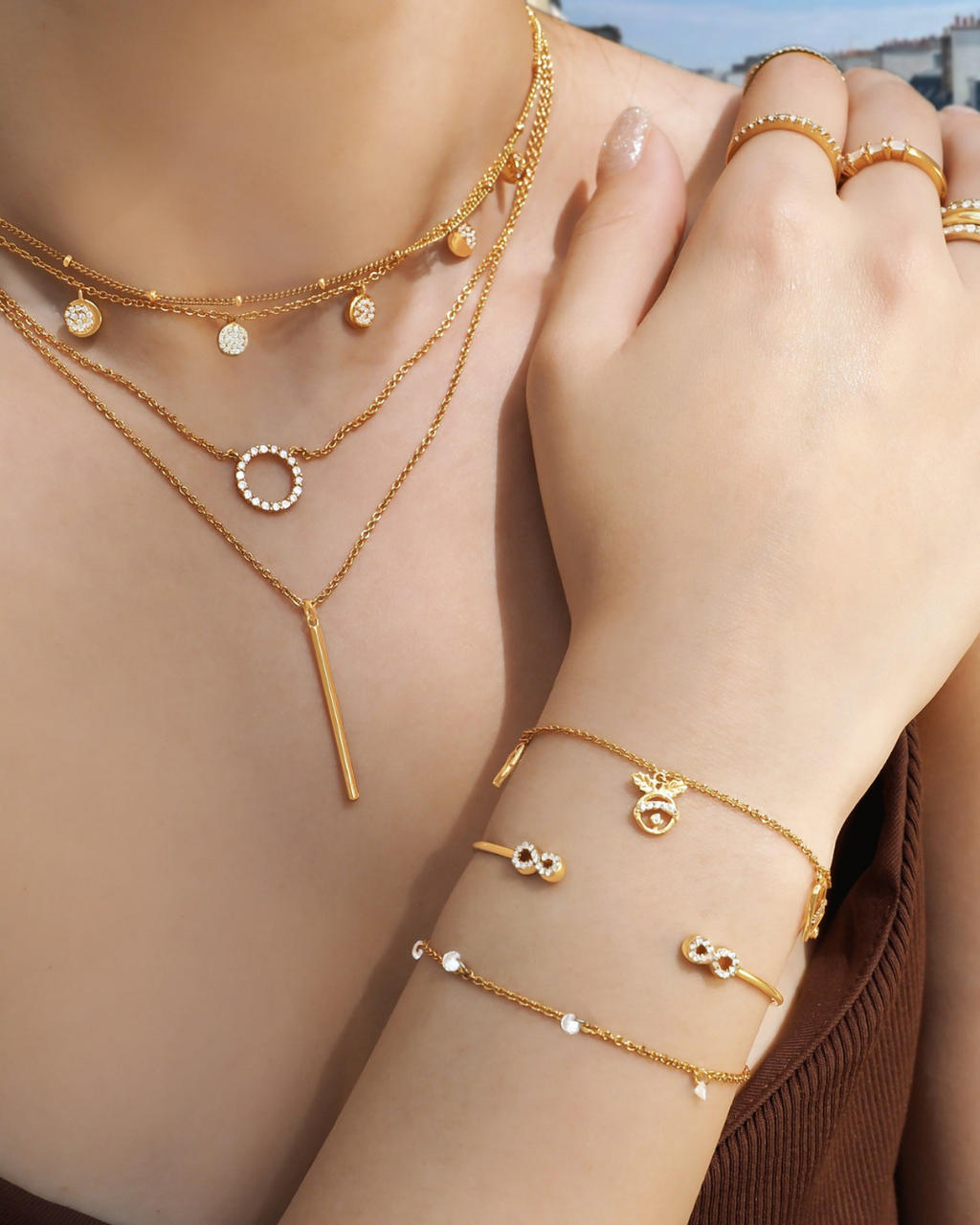 Luxe Schneeflocken Kristall Gold Kettenarmband | Shop Nory