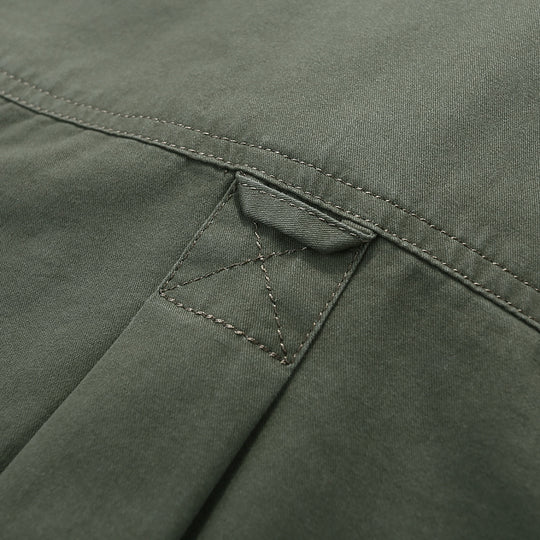 Herren Langarm-Canvas-Hemd im Utility‑Stil mit Brusttaschen und Stehkragen Shop Nory