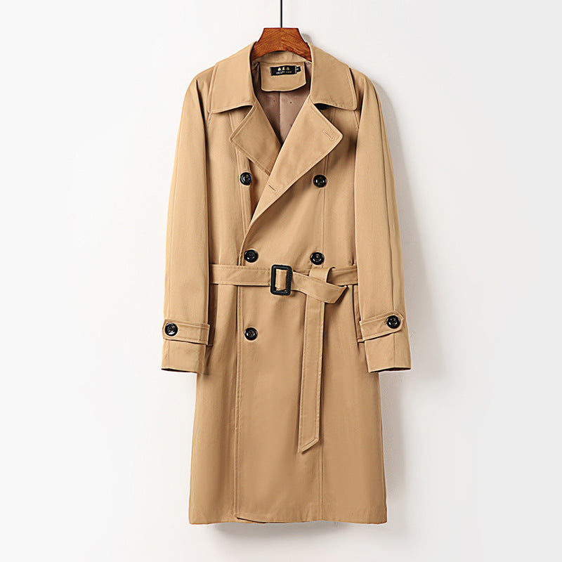 Herren Wasserabweisender Doppelreihiger Trenchcoat mit breitem Revers und knieumspielender Länge Shop Nory