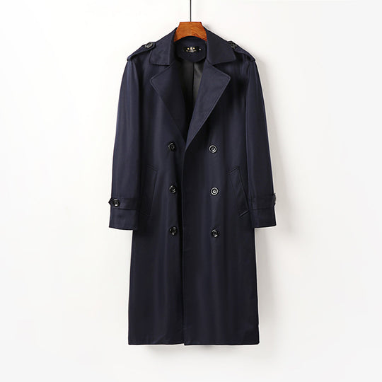 Herren Wasserabweisender doppelt geknöpfter Trenchcoat mit Bindegürtel und Epauletten Shop Nory