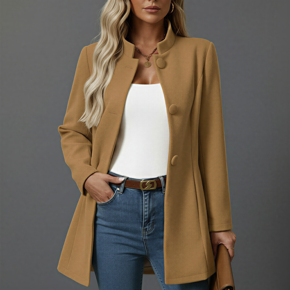 Damen Knopf-down A-Linie Mantel
