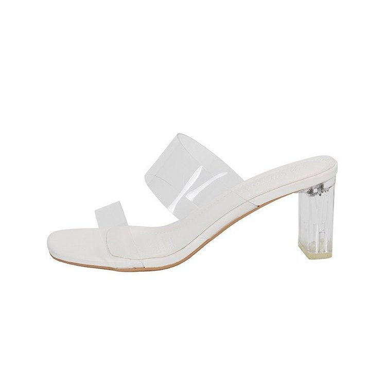 Damen transparente Blockabsatz-Sandalen