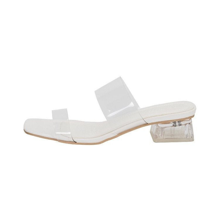 Damen transparente Blockabsatz-Sandalen
