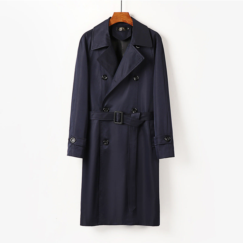 Herren Wasserabweisender Doppelreihiger Trenchcoat mit breitem Revers und knieumspielender Länge Shop Nory