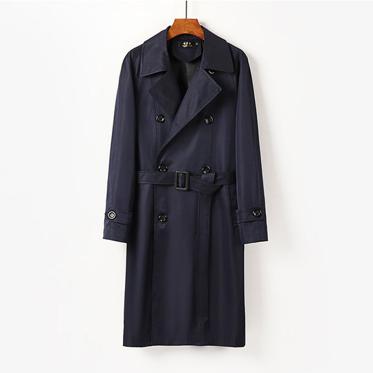 Herren Wasserabweisender Doppelreihiger Trenchcoat mit breitem Revers und knieumspielender Länge Shop Nory
