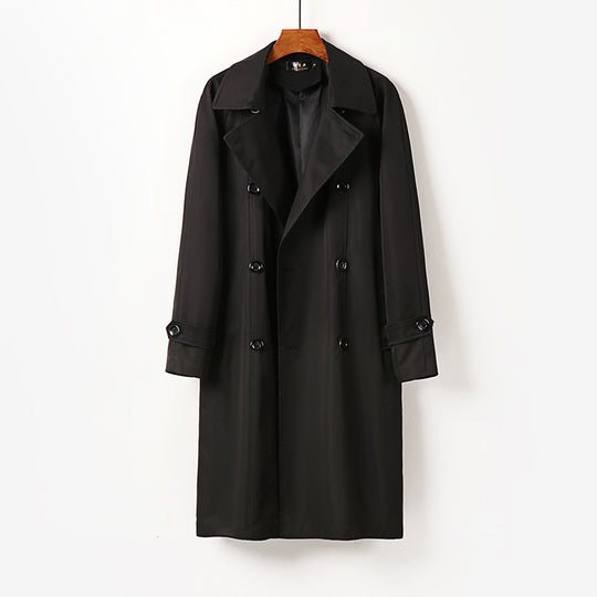 Herren Wasserabweisender Doppelreihiger Trenchcoat mit breitem Revers und knieumspielender Länge Shop Nory