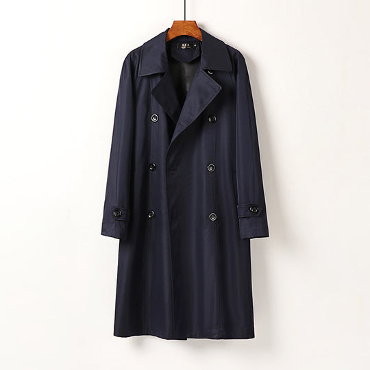 Herren Wasserabweisender Doppelreihiger Trenchcoat mit breitem Revers und knieumspielender Länge Shop Nory