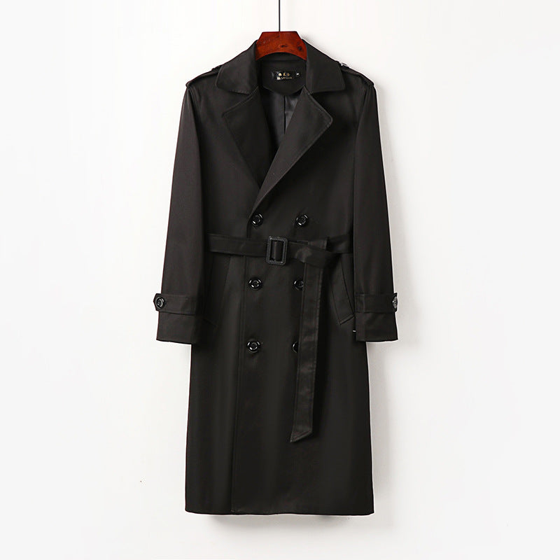 Herren Wasserabweisender doppelt geknöpfter Trenchcoat mit Bindegürtel und Epauletten Shop Nory