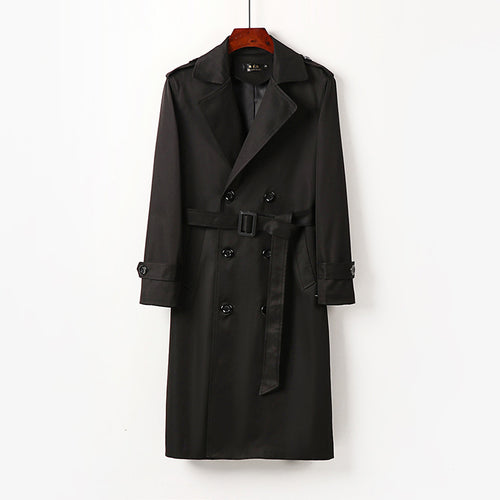 Herren Wasserabweisender doppelt geknöpfter Trenchcoat mit Bindegürtel und Epauletten Shop Nory