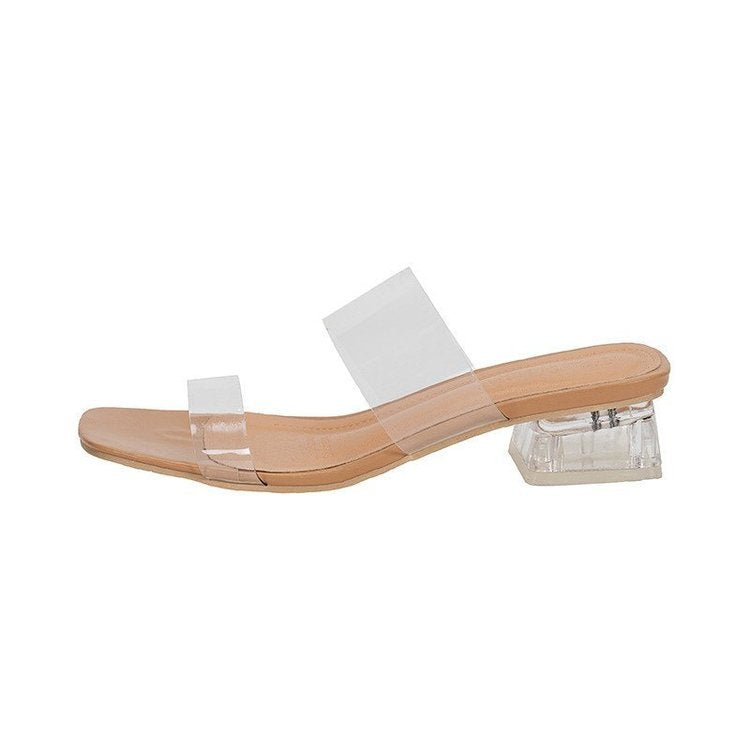 Damen transparente Blockabsatz-Sandalen