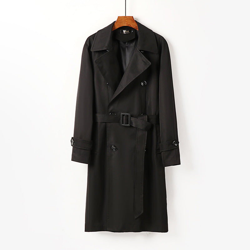 Herren Wasserabweisender Doppelreihiger Trenchcoat mit breitem Revers und knieumspielender Länge Shop Nory
