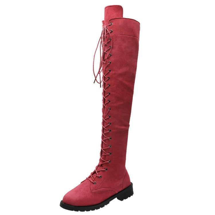 Damen Overknee-Stiefel mit modischer Schnürung und rutschfester Sohle
