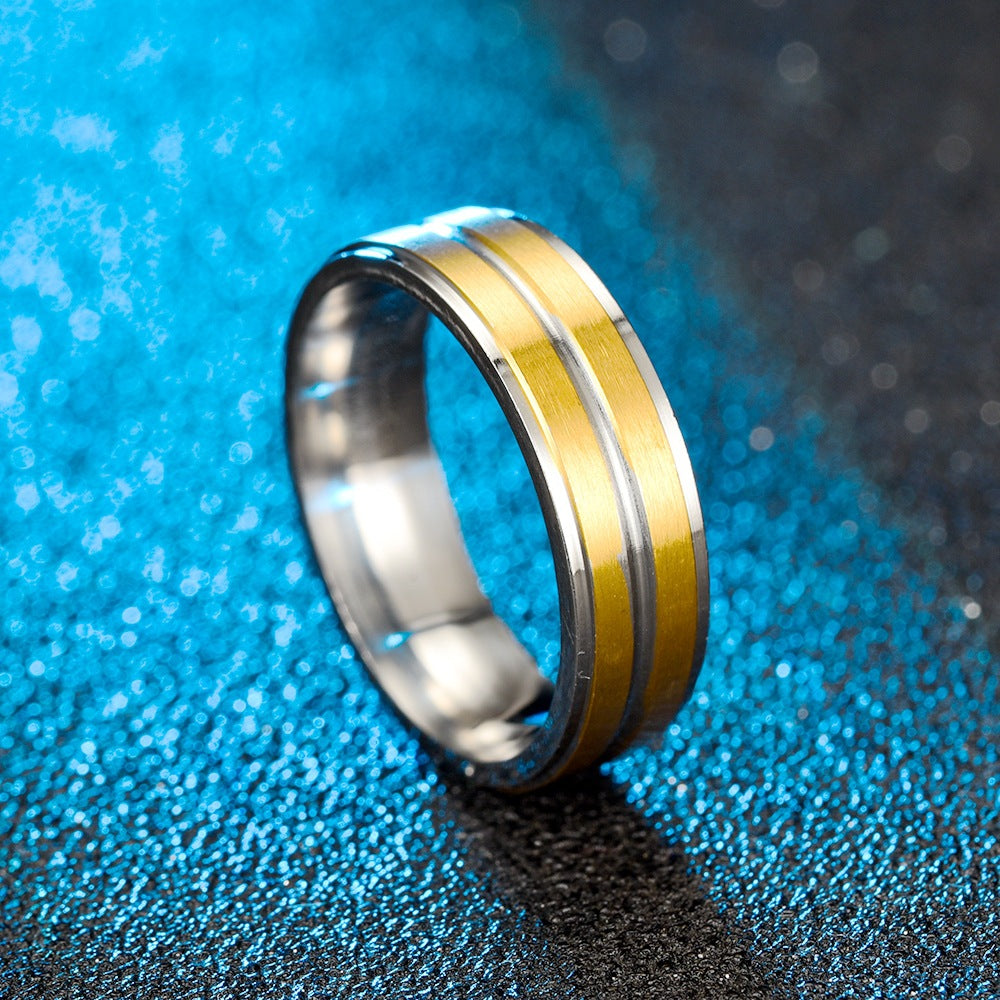 Herren Ring mit zwei eleganten Oberflächenstrukturen und feinen Akzenten Shop Nory