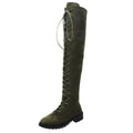 Damen Overknee-Stiefel mit modischer Schnürung und rutschfester Sohle