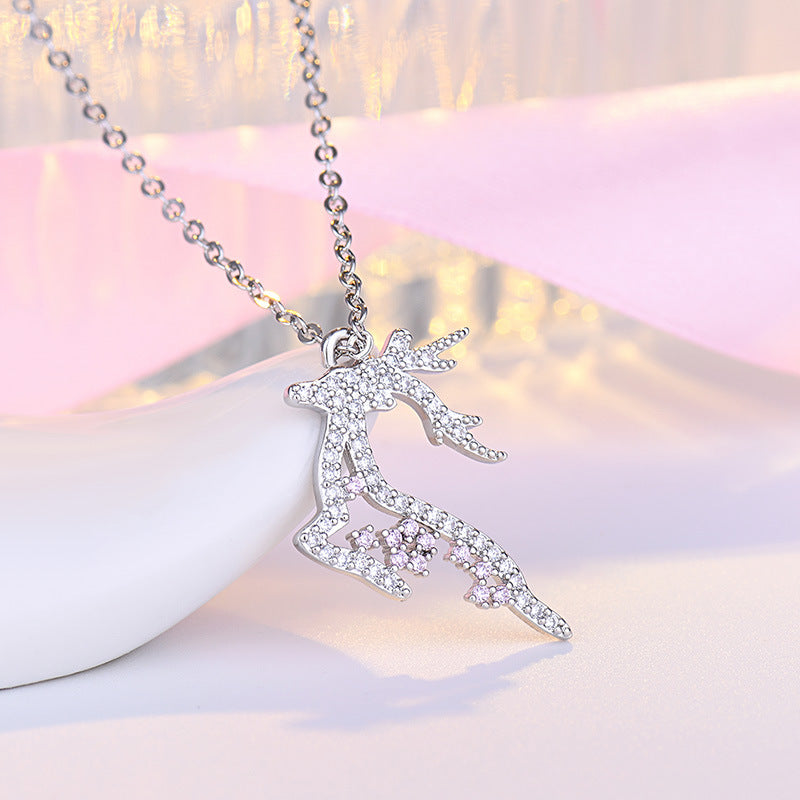 Damen Halskette mit kunstvollem Geweihdesign und funkelnden Kristallen Shop Nory