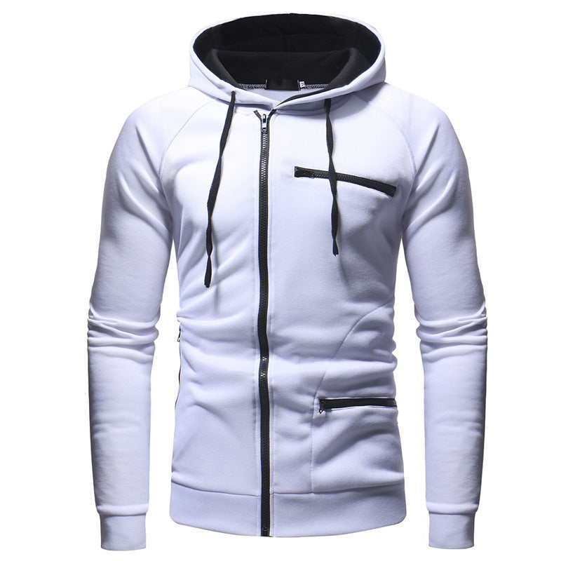 Herren Kapuzenjacke mit modernem Reißverschluss und kontrastiven Details