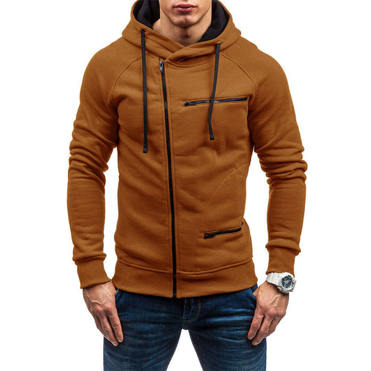 Herren Kapuzenjacke mit modernem Reißverschluss und kontrastiven Details