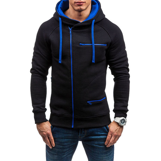Herren Kapuzenjacke mit modernem Reißverschluss und kontrastiven Details