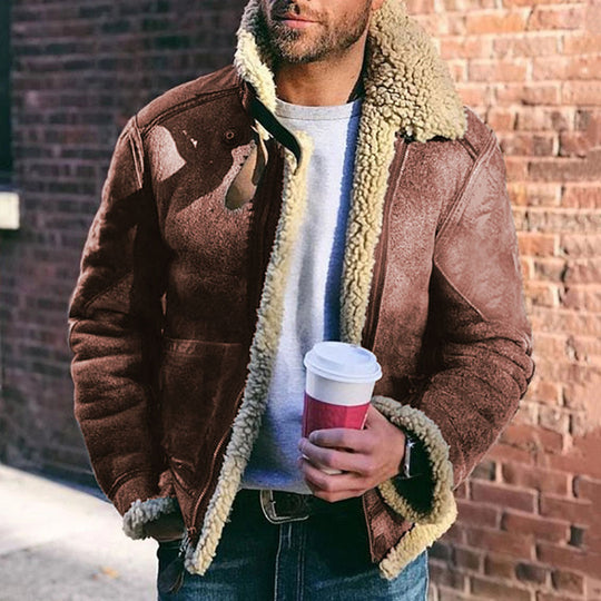 Herren Pilotenjacke mit Sherpa-Innenfutter und Wildlederoptik Shop Nory