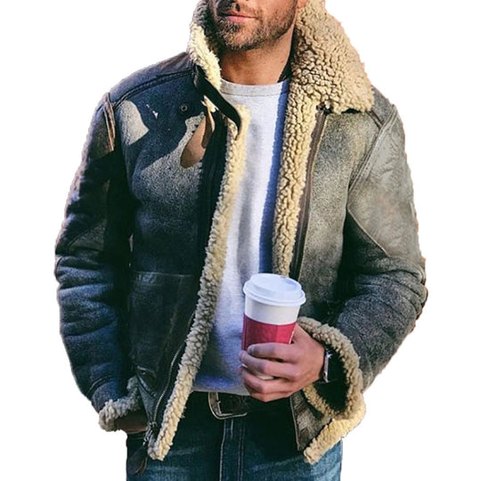 Herren Pilotenjacke mit Sherpa-Innenfutter und Wildlederoptik Shop Nory