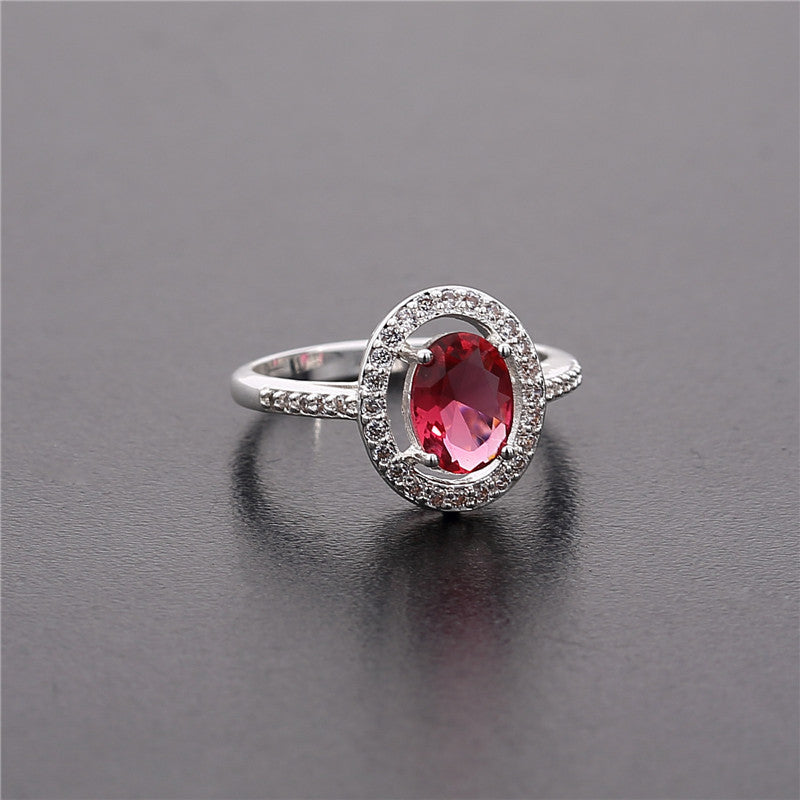Damen Eleganter und funkelnder Ring mit rosa Stein Shop Nory