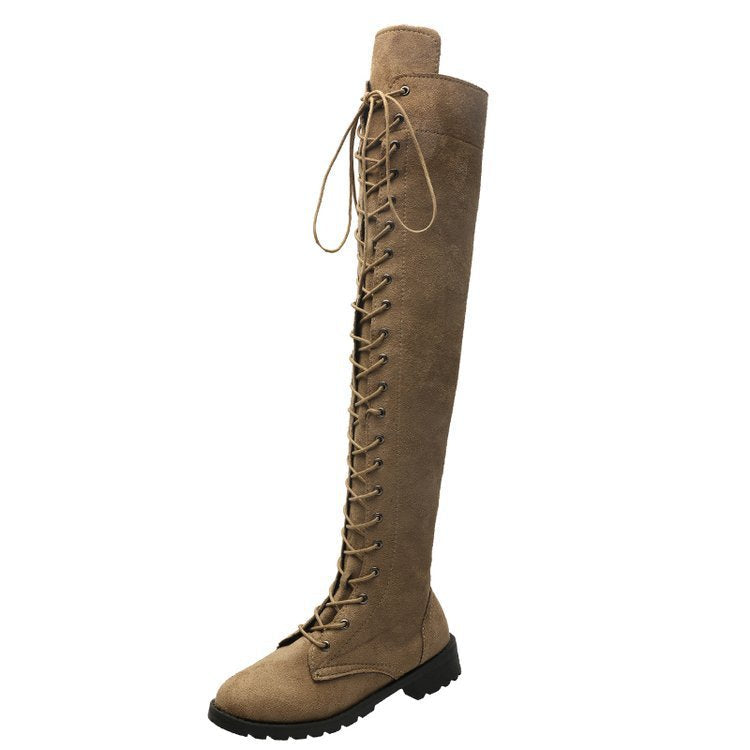 Damen Overknee-Stiefel mit modischer Schnürung und rutschfester Sohle