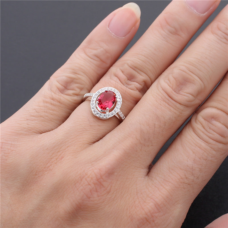 Damen Eleganter und funkelnder Ring mit rosa Stein Shop Nory